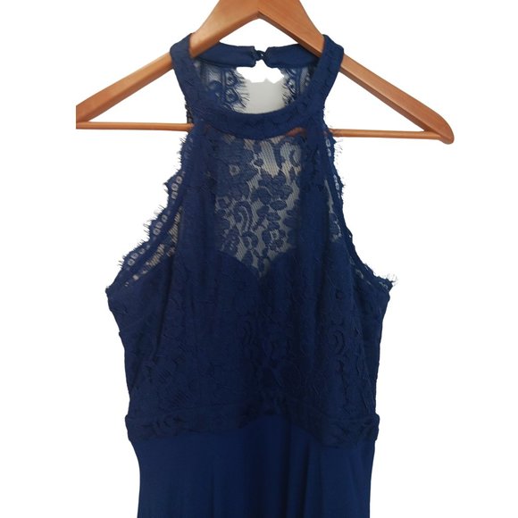 Lulu's Dance All Evening  Navy Blue Lace Maxi Dress Size S - Picture 4 of 5